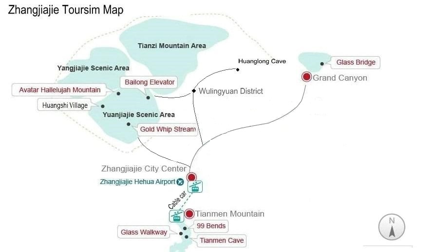 Zhangjiajie Tourist Map