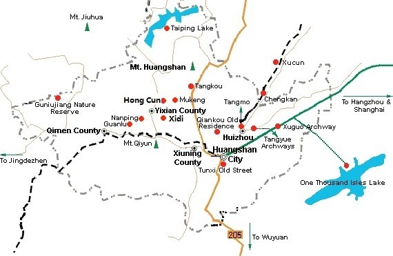 Huangshan Tour Map