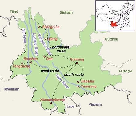 Yunnan tour map