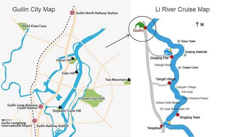 guilin and li river map