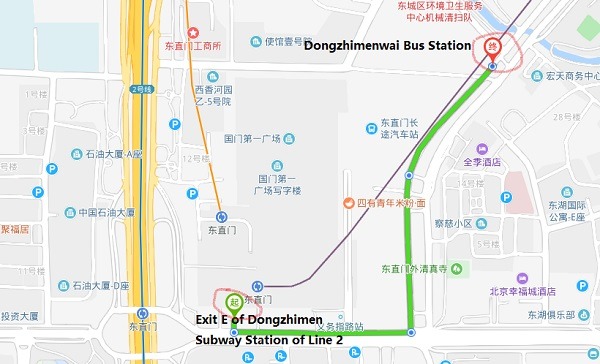 Dongzhimenwai bus stop direction