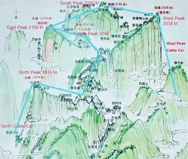 Huashan Hiking Route Map
